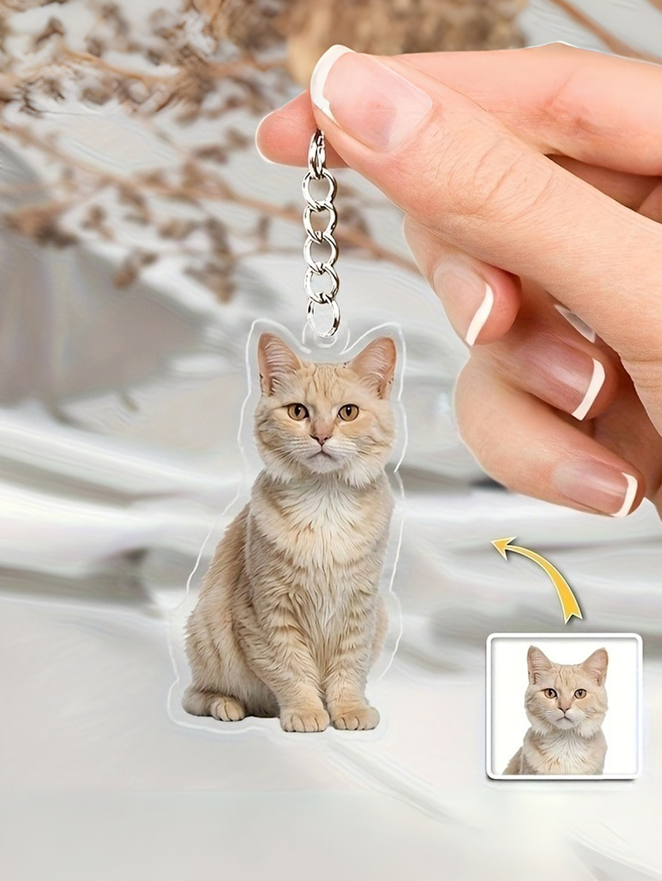 2D Flat, 1 Custom Photo Keychain - Personalized Pet, Birthday, or Holiday Gift